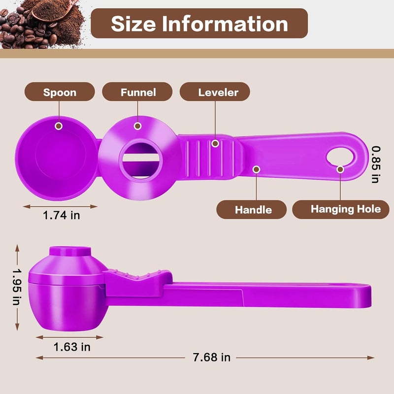 CEILUPY 2-in-1 Coffee Scoop with Funnel, 2 Teaspoon Measuring Spoon for Reusable K Cups, Ground Coffee, Protein Powder & Tea, Mess-Free Plastic Design (Rose Red) - Image 2